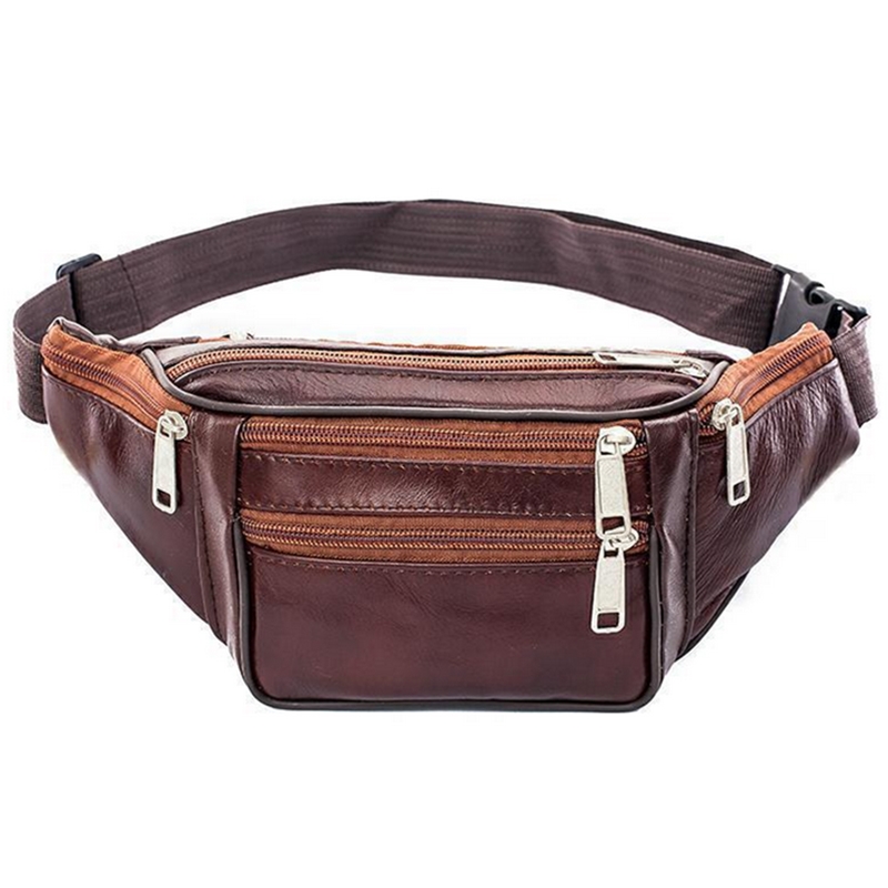 Running Belt - Cuir hommes taille poitrine sac mince